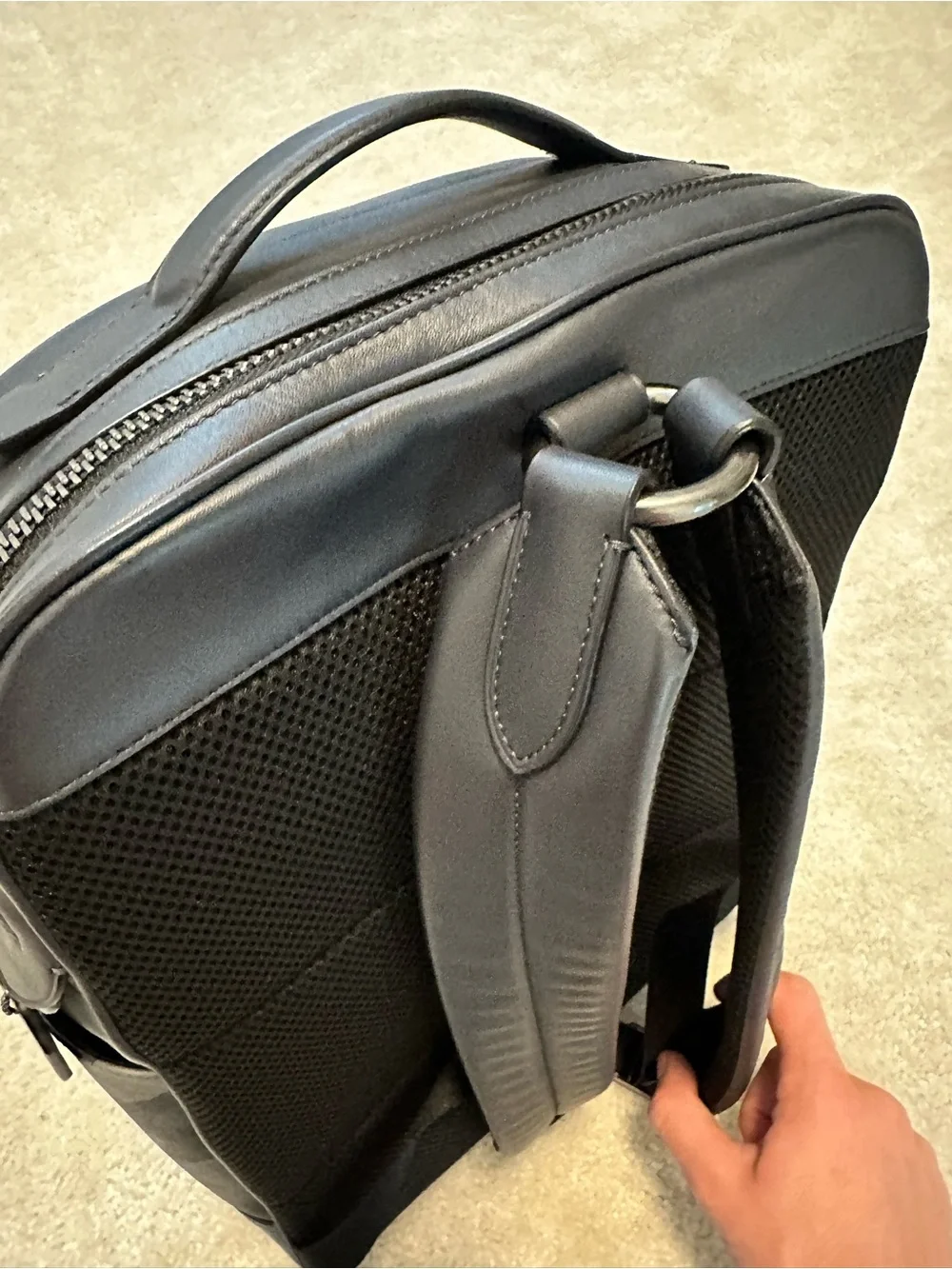 Coach Men’s Blue & Gray Camo Leather Backpack